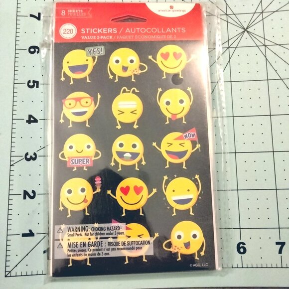 Emoji Teacher Reward Stickers American Greetings Smiley Face Wow Awesome Super - Picture 2 of 7